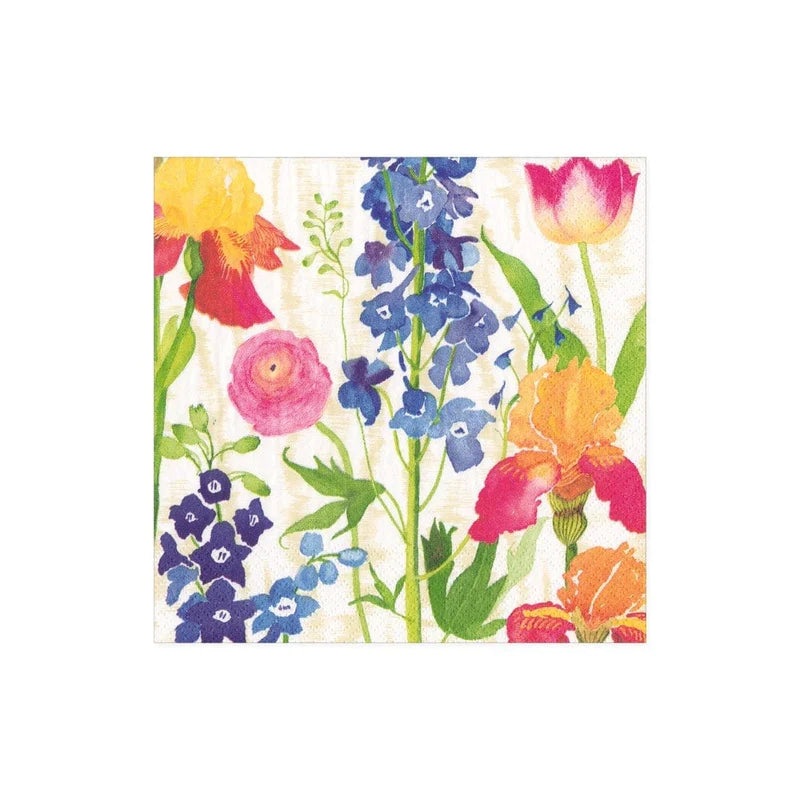 Caspari Summer Garden Paper Cocktail Napkins in White - 20 Per Package
