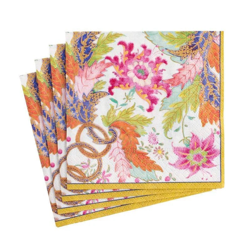 Caspari Tobacco Leaf Paper Cocktail Napkins in Ivory - 20 Per Package