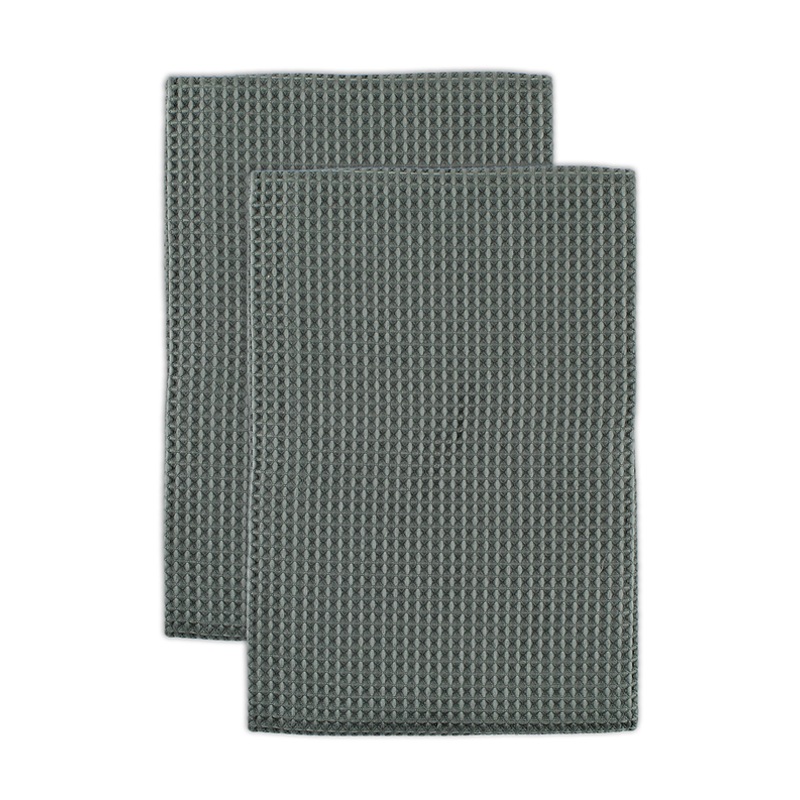 MU Kitchen Cadet Gray Waffle Weave Towels - Set of 2