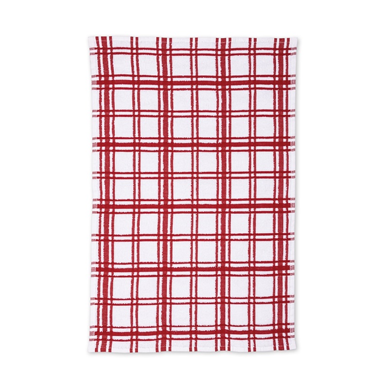 MU Kitchen Crimson Windowpane Terry Towel