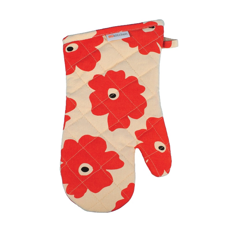 MU Kitchen Red Poppy Designer Oven Mitt
