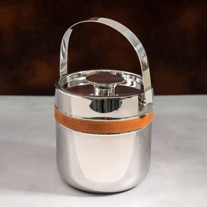 Leather Ice Bucket - 8x7x7.5"