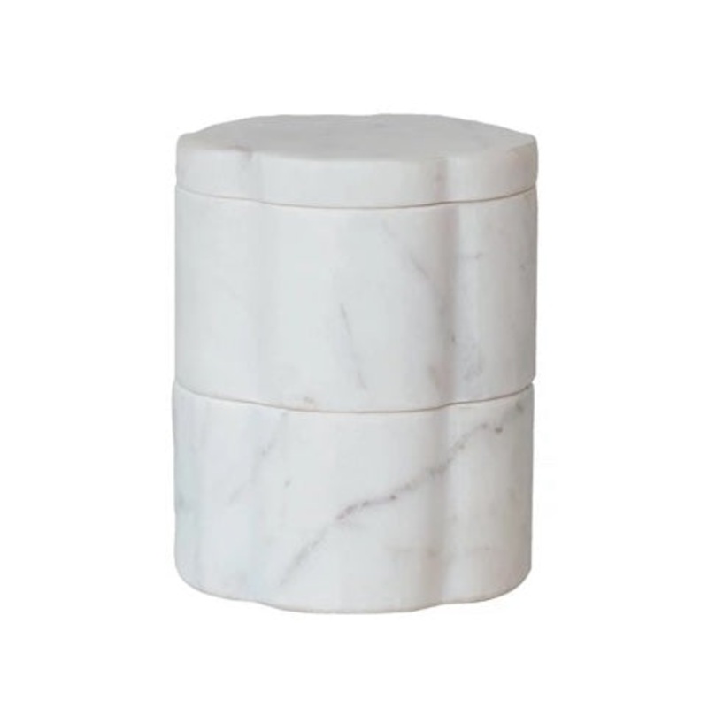 Marble Scalloped Pinch Pots, Stackable Set of 2