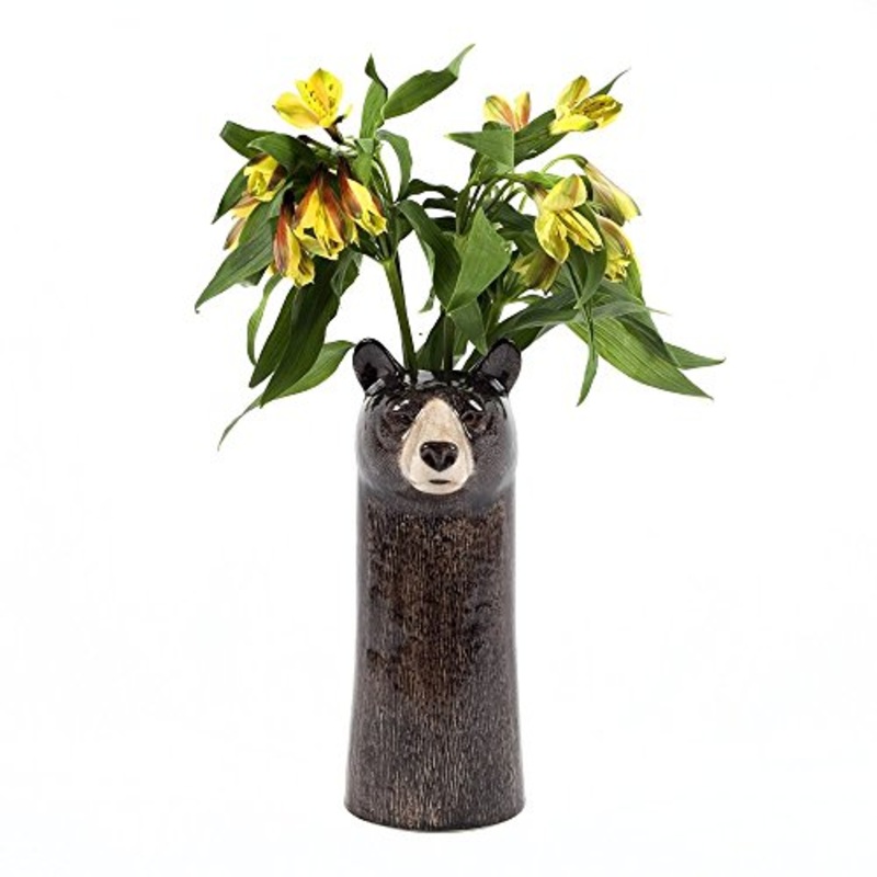 Quail Ceramics Black Bear Flower Vase - Large