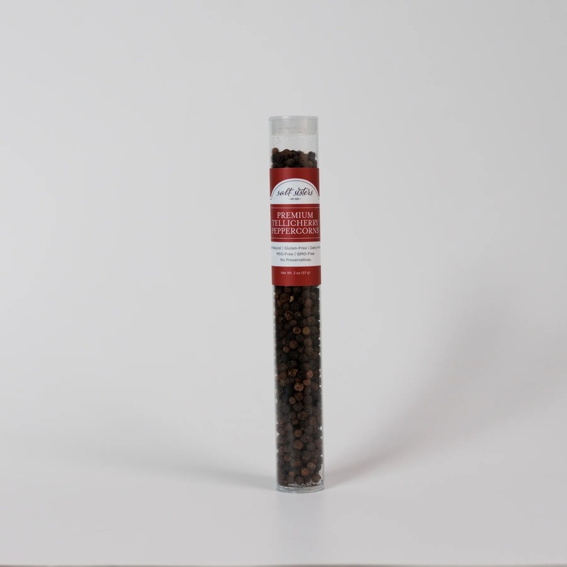 Salt Sisters Premium Tellicherry Peppercorns Tube 2 oz