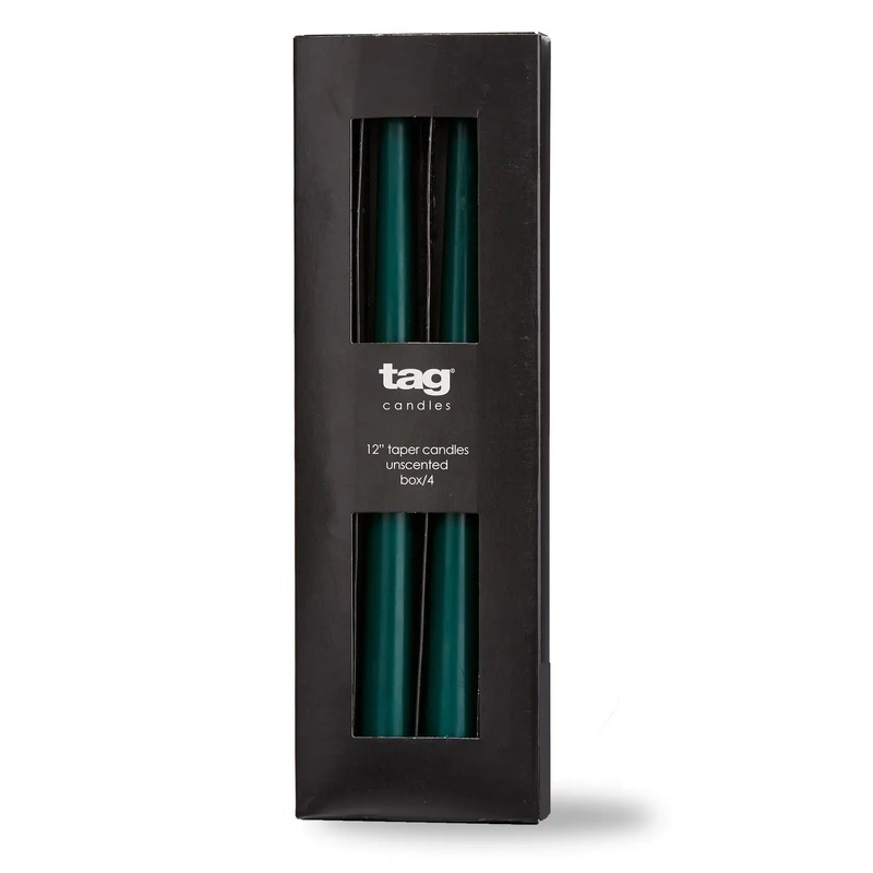 Color Studio 12" Taper Candle Set of 4 - Dark Green