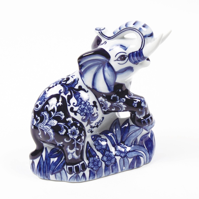 Blue Chinoiserie Decorative Elephant