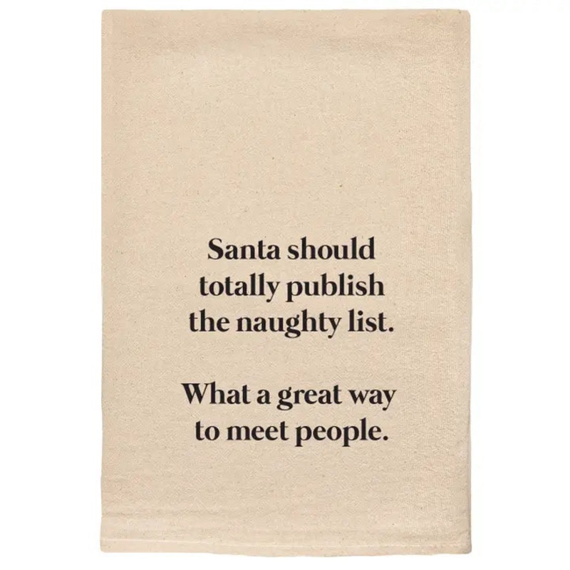 Ellembee Santa's Naughty List Humorous & Snarky Kitchen Tea Towels