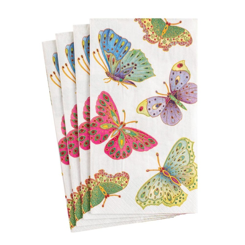 Caspari Jeweled Butterflies in Pearl Guest Napkins