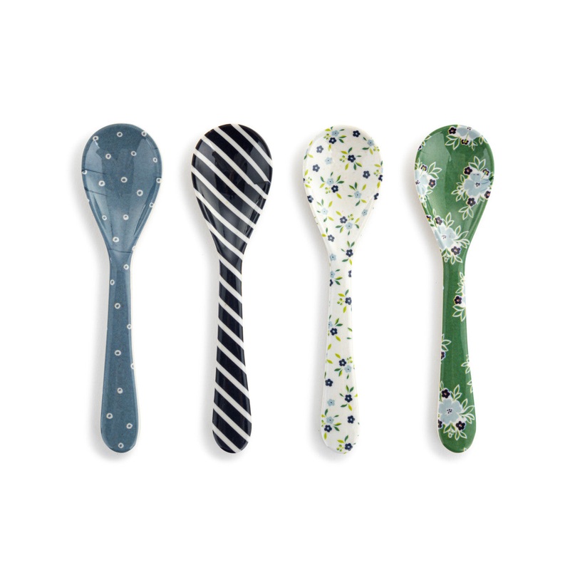 Blue Tones Bamboo Melamine Spoons (Assorted Styles)