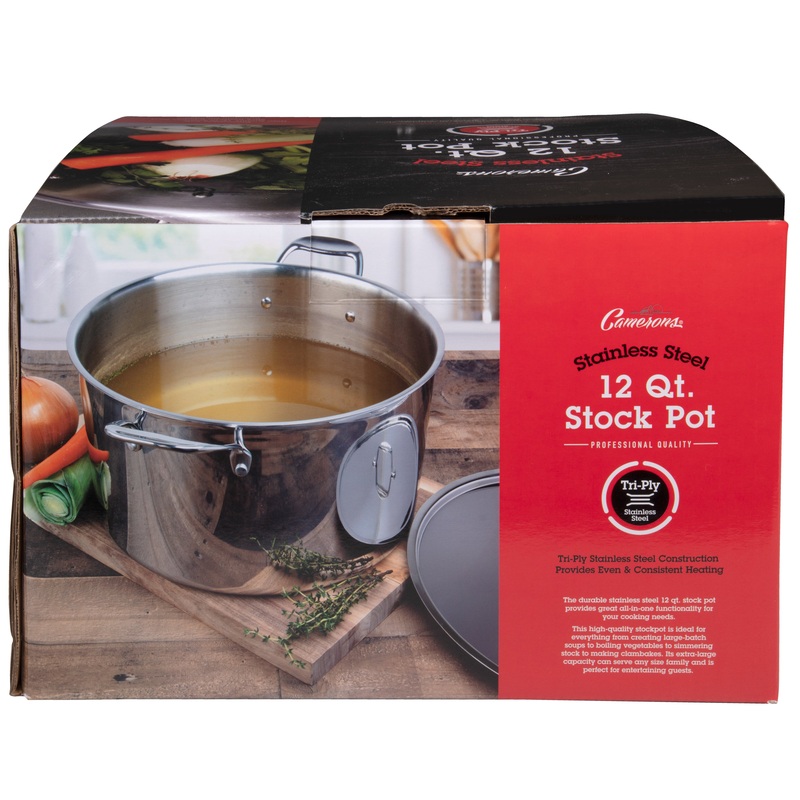 Camerons 12 Qt Tri-Ply Stainless Steel Stock Pot