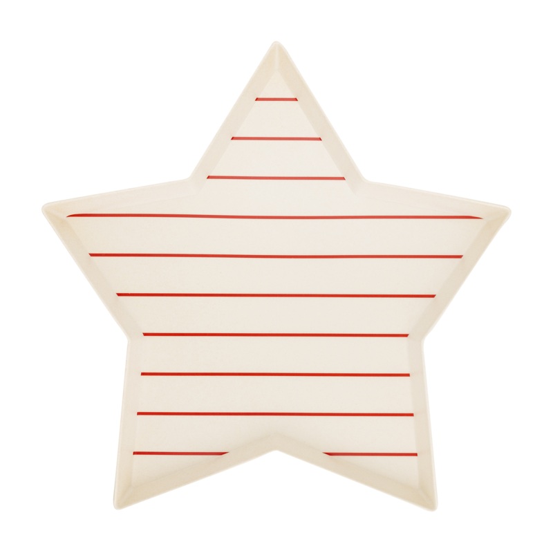 Hamptons Star Shaped Red Stripe Reusable Bamboo Tray