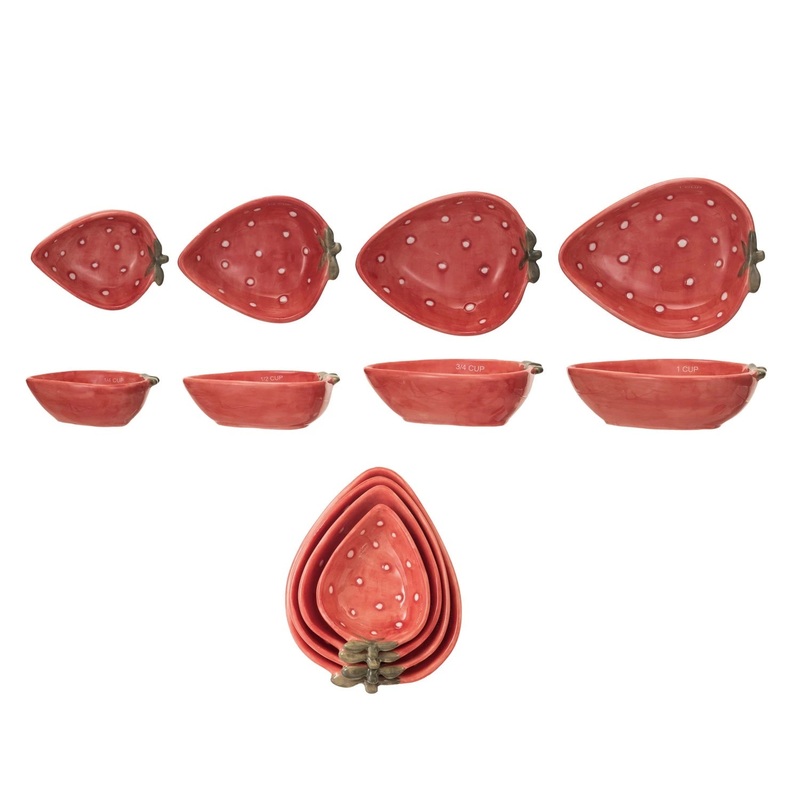 Stoneware Strawberry Measuring Cups Set of 4
