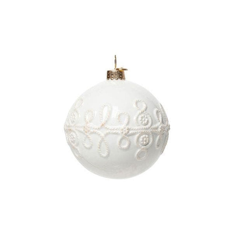 Juliska Berry & Thread Landriana Ceramic Ball Ornament - Whitewash