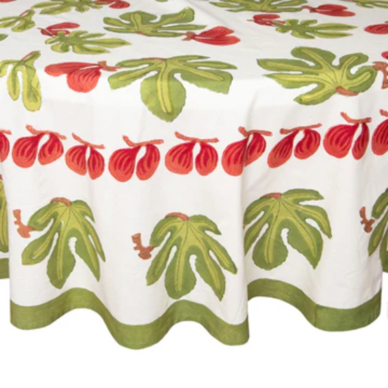 Couleur Nature Fig Red & Green | Tablecloth 71" x 106"