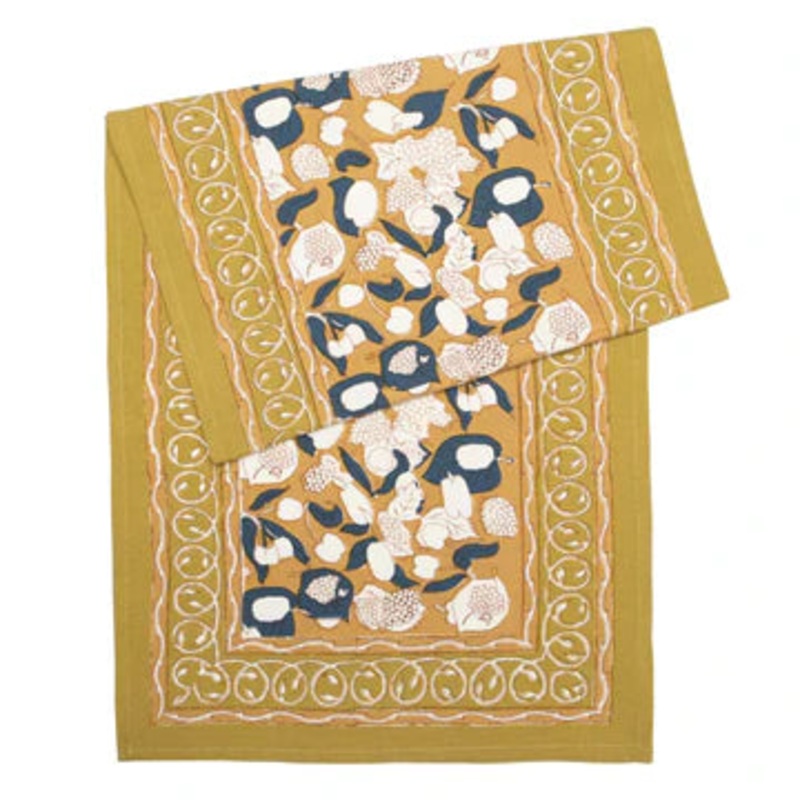 Couleur Nature Forest Harvest Mustard & Blue | Table Runner 16"x90"