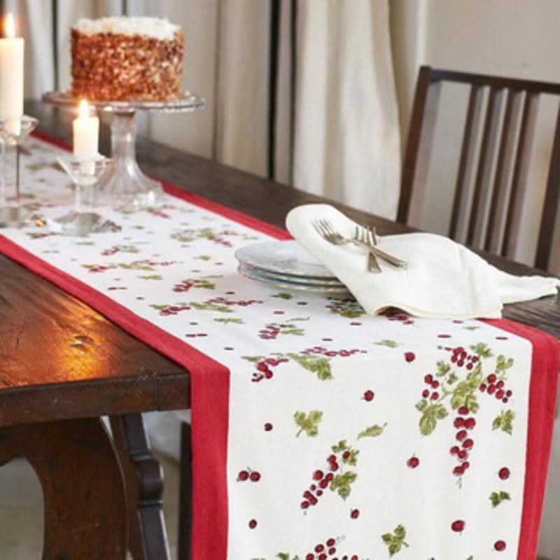 Couleur Nature Gooseberry Red & Green | Table Runner 16"x90"