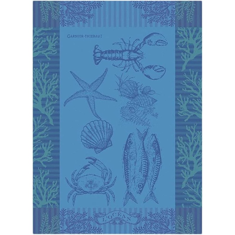 Garnier Thiebaut L'Ocean Bleu Jacquard Kitchen Towel