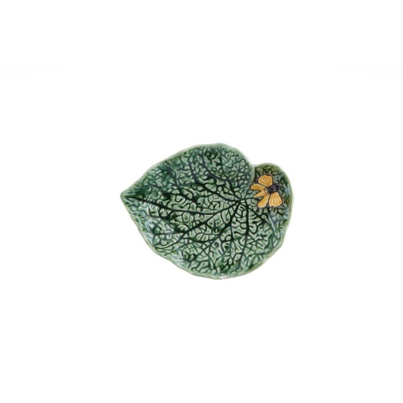 Bordallo Pinheiro Countryside Leaves Leaf Begonia with Butterfly - 7"