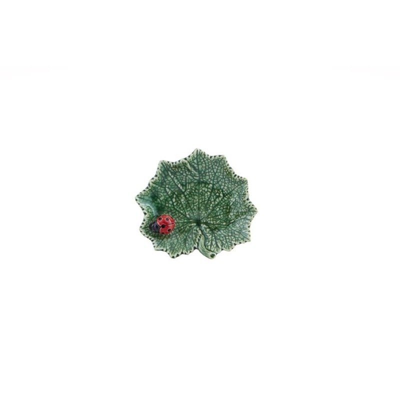 Bordallo Pinheiro Countryside Leaves Leaf Ragwort with Ladybug - 5"