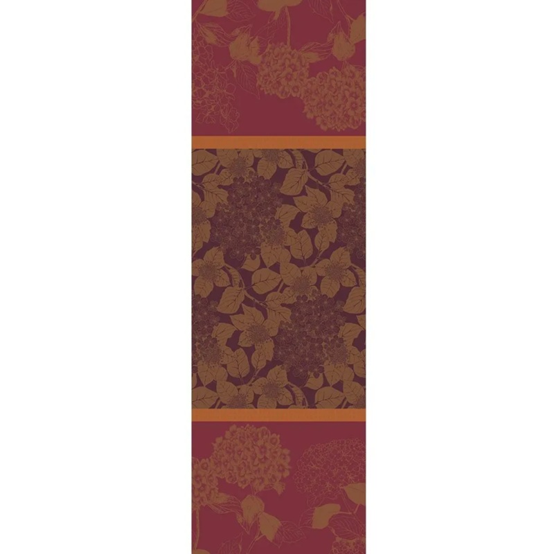 Garnier Thiebaut Hortensias Rouille Jacquard Tablerunner 69x21"