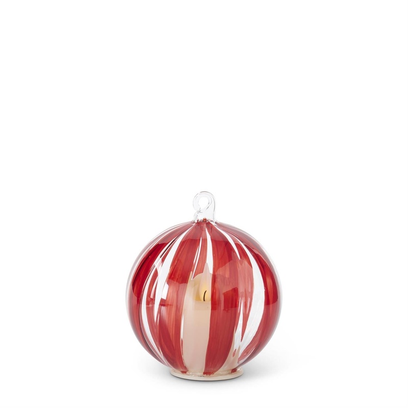 LED Hand Painted Red Stripe on Clear Glass 4"
