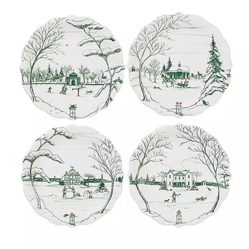 Juliska Country Estate Winter Frolic Party Plate Set/4 - Evergreen