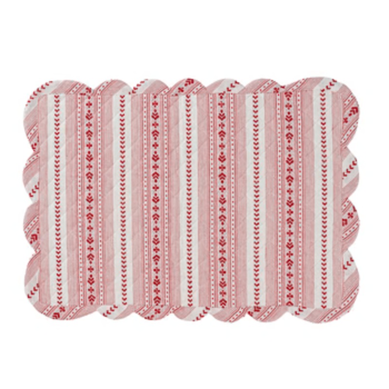 Juliska Juliska Villa Stripe Quilted Placemat - Ruby