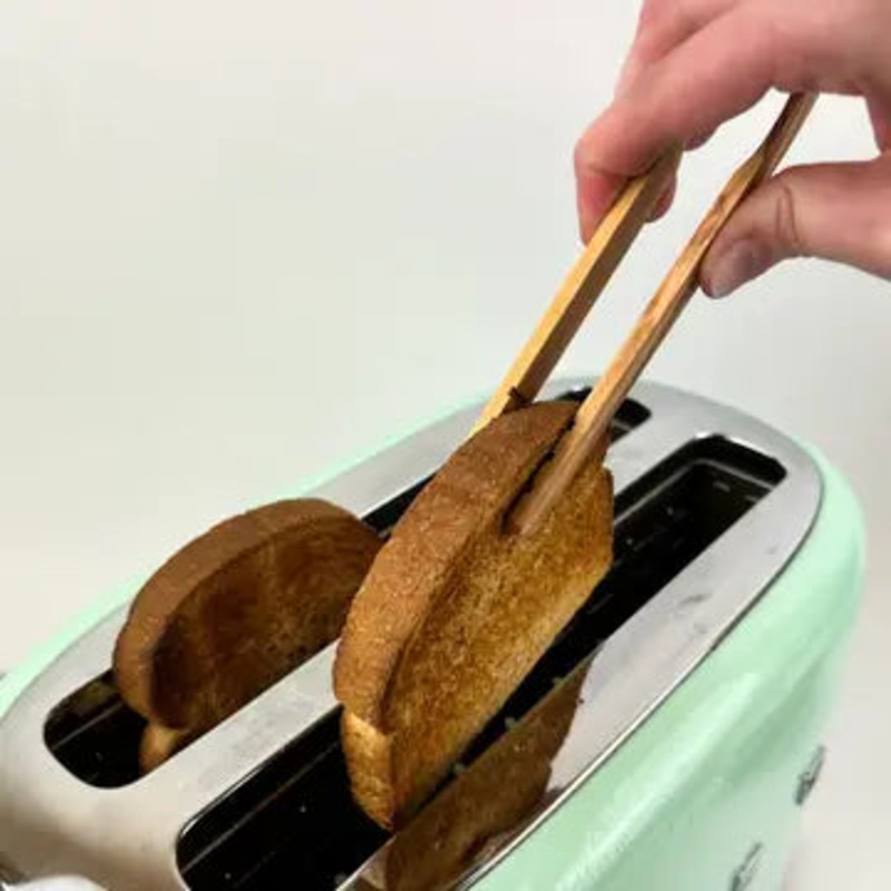 Natural Olivewood Olive Wood Toaster Tongs