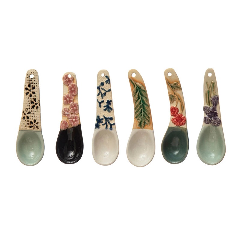 Hand-Painted Spoon w/ Embossed Floral Handle, 6 Styles