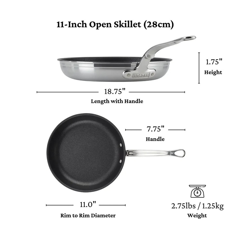 Hestan ProBond Professional Clad Stainless Steel TITUM Nonstick Skillets./, 8.5" & 11"