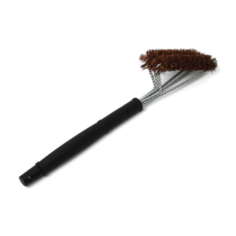 3-Head Natural Fiber Grill Brush, Black with Coconut Fiber Bristles