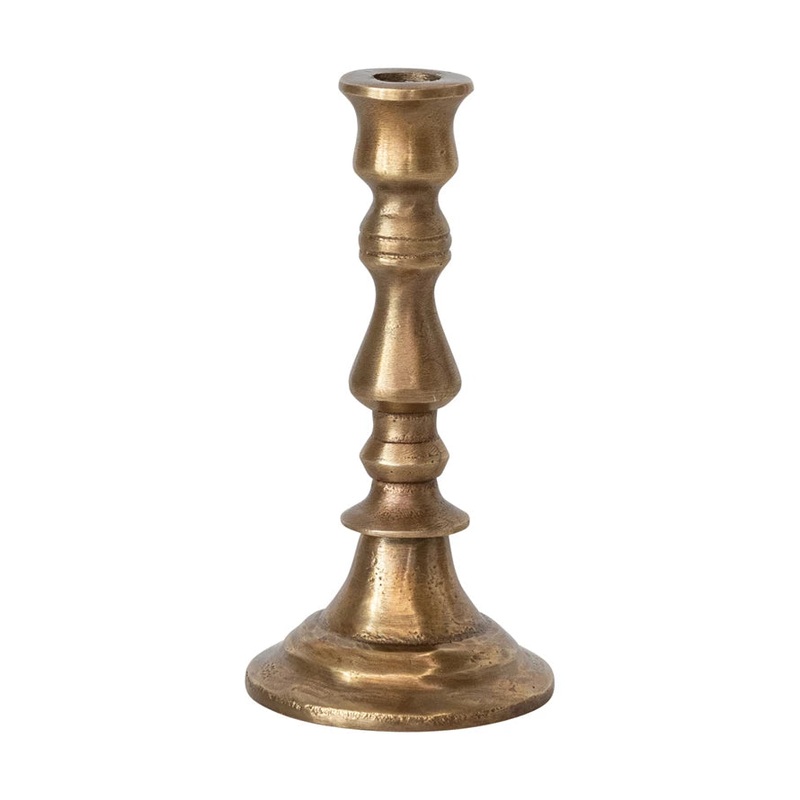 4.5" Cast Aluminum Taper Holder, Antique Brass Finish