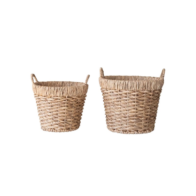 Hand-Woven Water Hyacinth Baskets w Handles