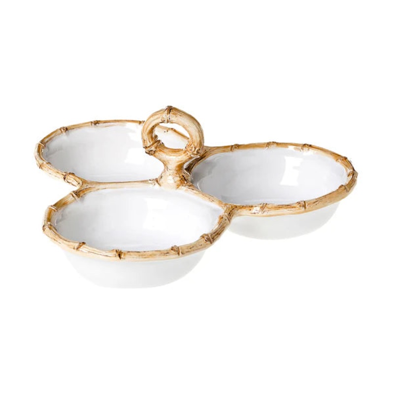 Juliska Bamboo 9" Triple Bowl Server - Natural