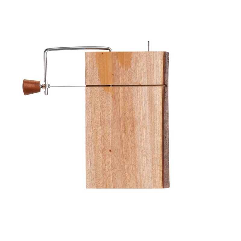 Mahogany & Steel Cheese Slicer w/ Bark Edge