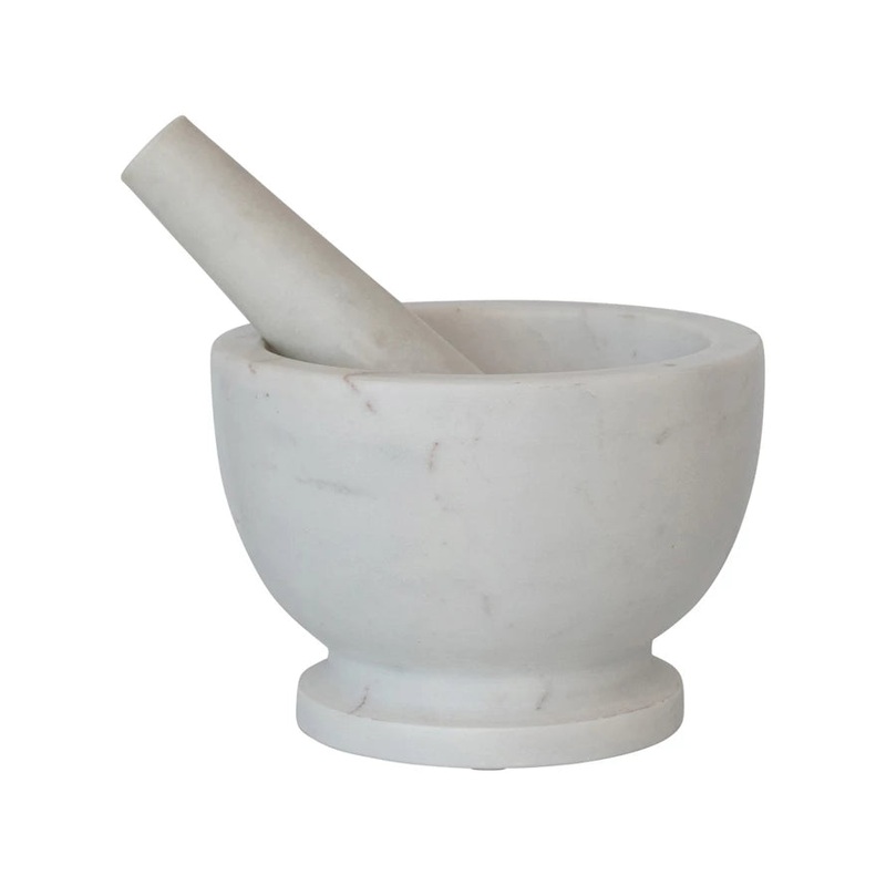 Marble Mortar & Pestle, White, Set of 2