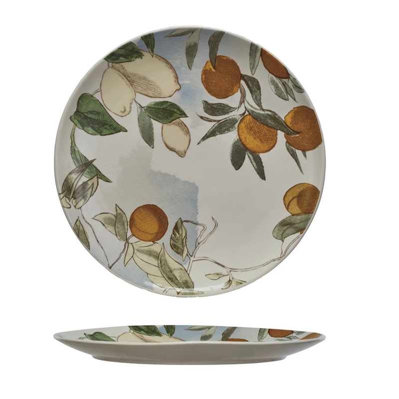 Stoneware Platter w/ Fruit, Multi Color 13"