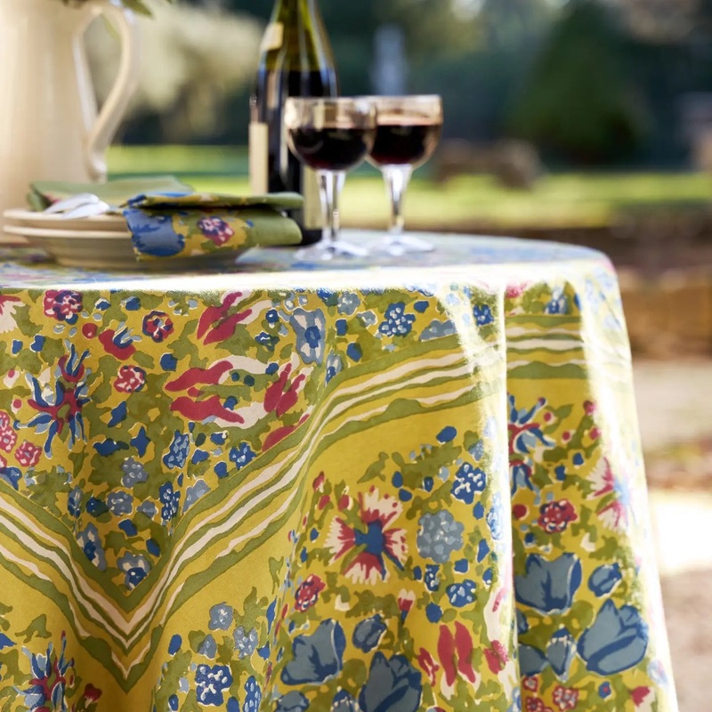 Couleur Nature Jardin Blue & Vert | Tablecloth 71" x 106"