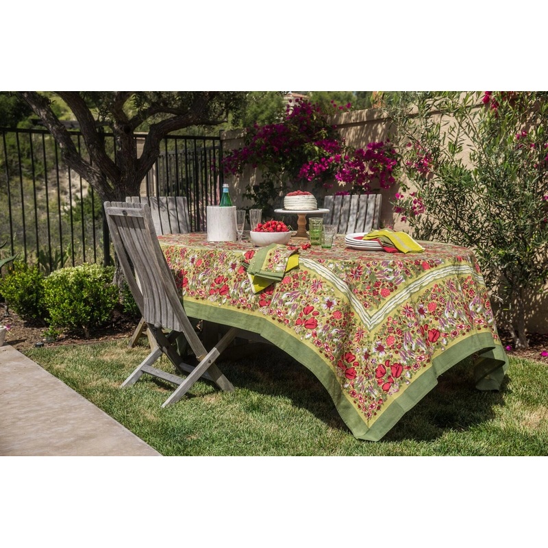 Couleur Nature Jardin Red & Green | Tablecloth 59"x86"