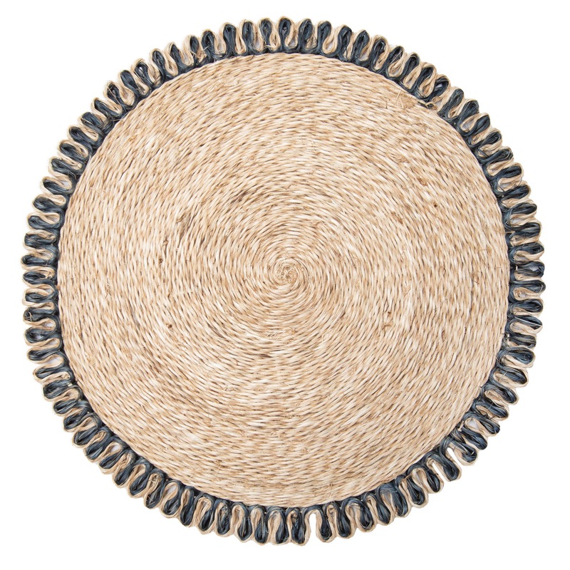 Couleur Nature Loopy Abaca Natural & Navy | Placemat - Set of 4