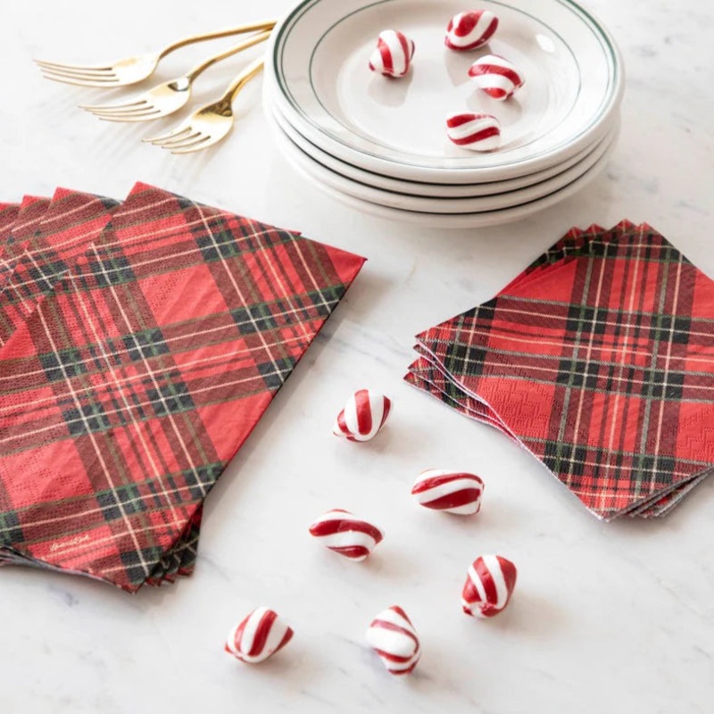 Hester & Cook Red Plaid Guest Napkins