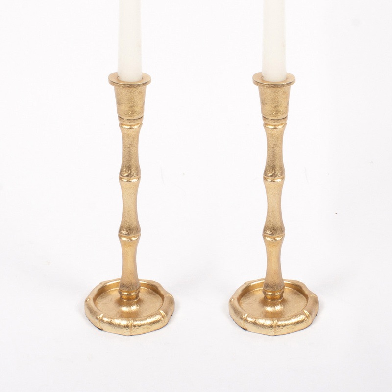 Gold Bamboo Candlestick - Small