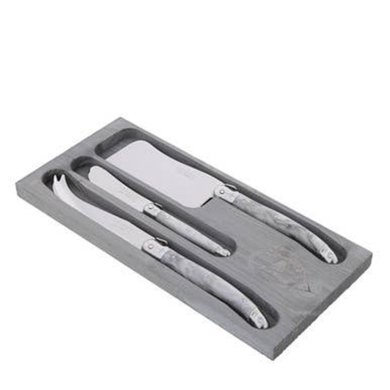 Jean Dubost 3pc Cheese Set with "Marble" Acrylic Handles