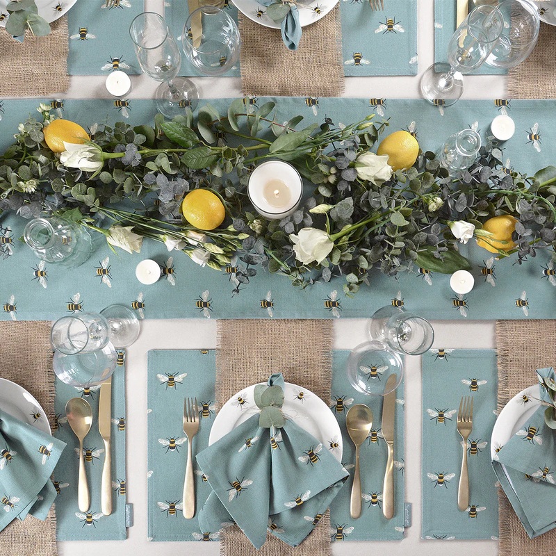 Sophie Allport Bees Teal Table Runner