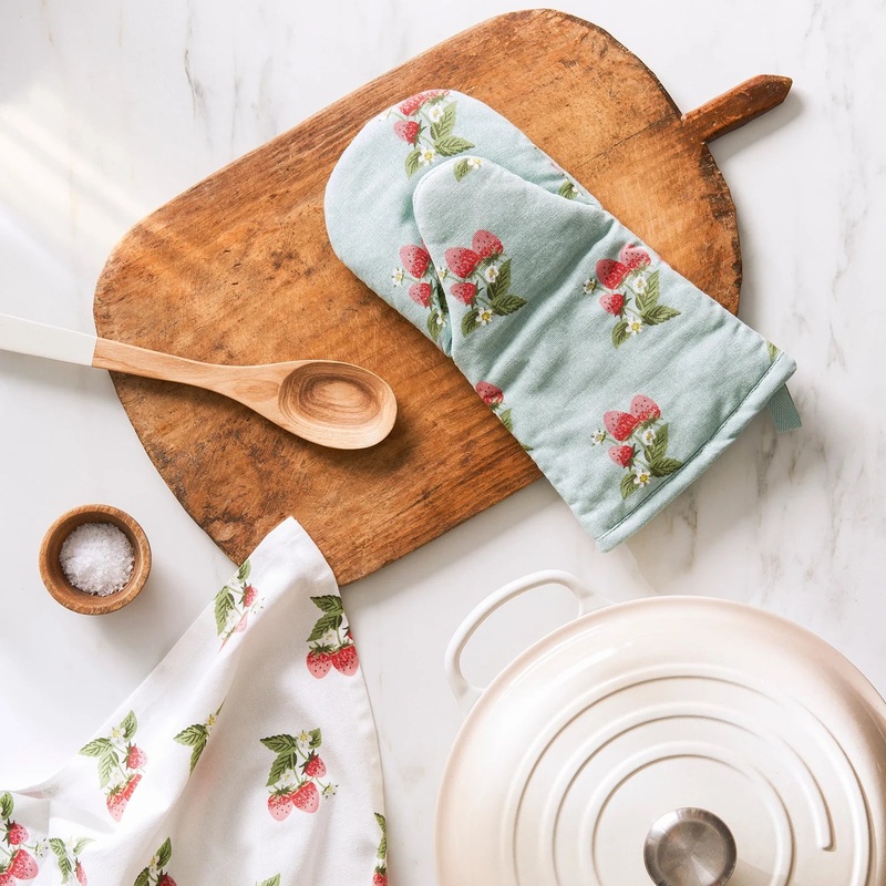 Sophie Allport Strawberries Blue Oven Mitt