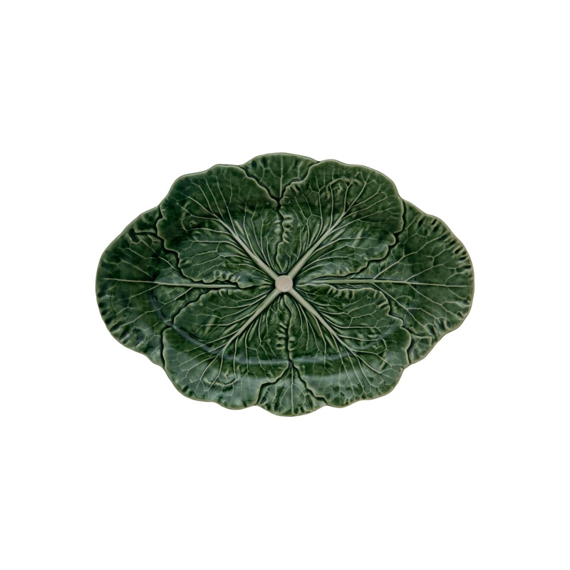Bordallo Pinheiro Cabbage Oval Platter 15", Green