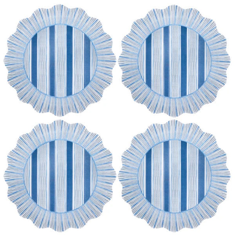 Juliska Cabana Stripe Melamine Dinner Plate Set/4 - Ocean