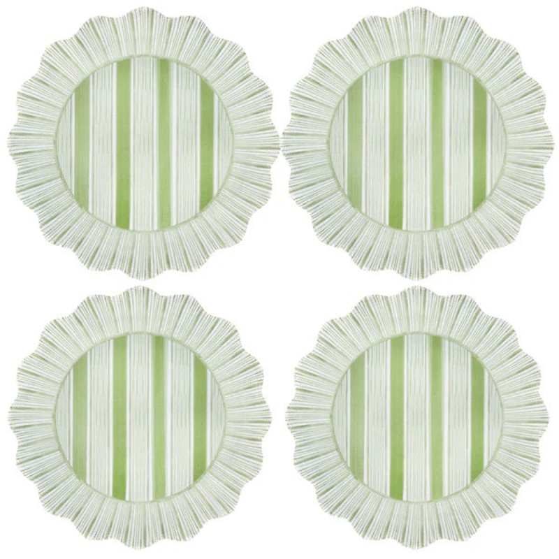 Juliska Cabana Stripe Melamine Dinner Plate Set/4 - Seagrass