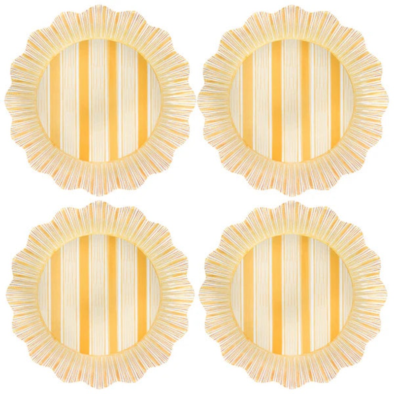 Juliska Cabana Stripe Melamine Dinner Plate Set/4 - Sunshine
